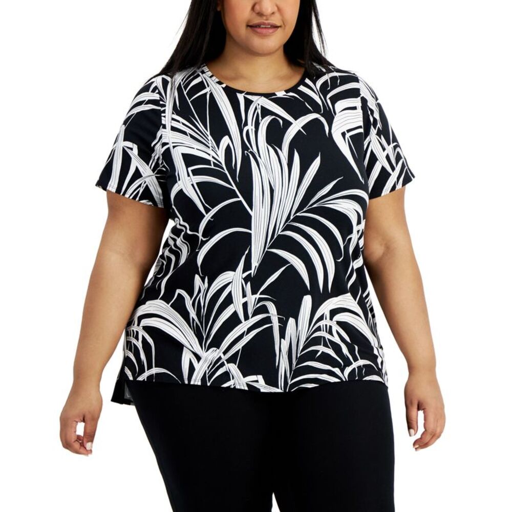 Alfani Plus Size Contrast Floral Top